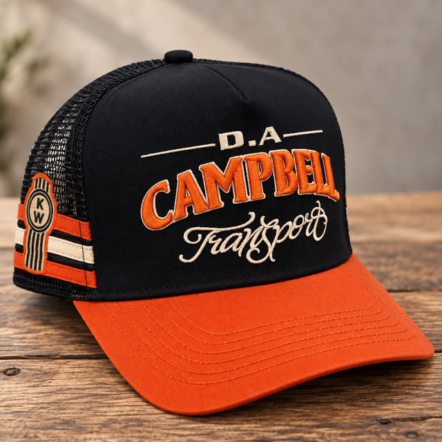 Campbell Trucker Cap - Orange Black & Cream