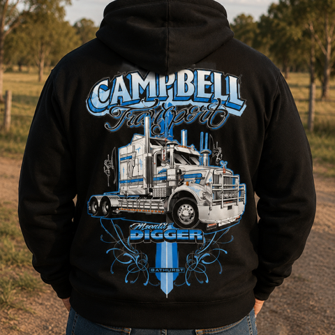 Moonlit Digger Hoodie- Blue on Black