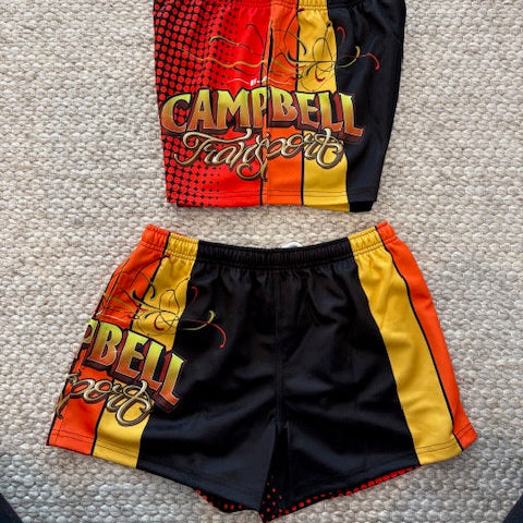 Campbell Footy Shorts - Red, Orange & Yellow