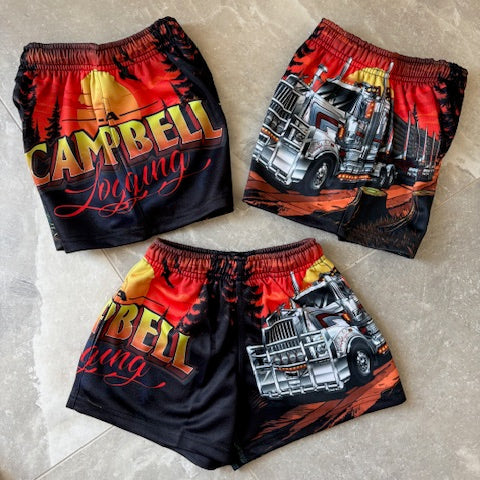 Kids Campbell Footy Shorts - Logging