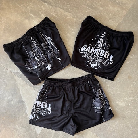 Campbell Footy Shorts - Black & White