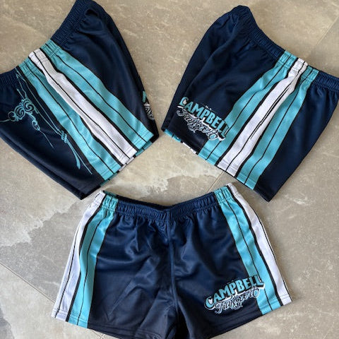 Campbells Footy Shorts | Navy Blue & White