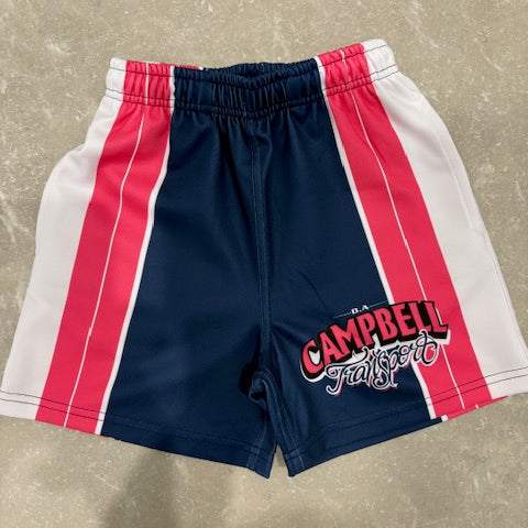 Kids Footy Shorts - Navy, Pink & White