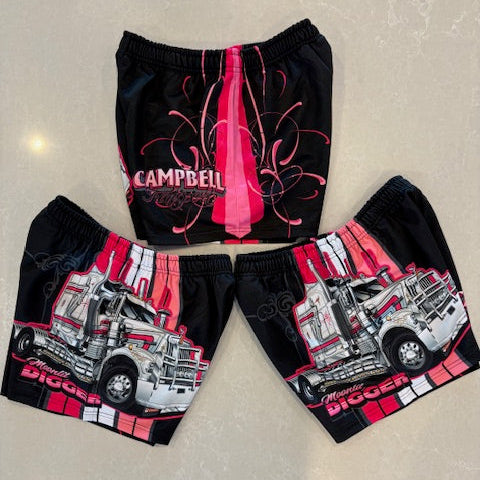 Moonlit Digger Footy Shorts - Pink & Black