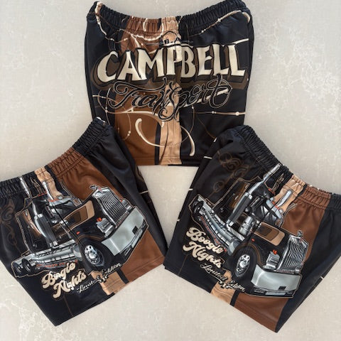 Boogie Nights Footy Shorts - Black & Brown