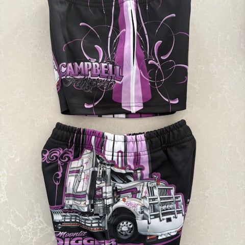 Kids Moonlit Digger Shorts - Mauve & Black