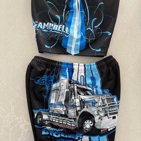 Moonlit Digger Footy Shorts - Blue & Black