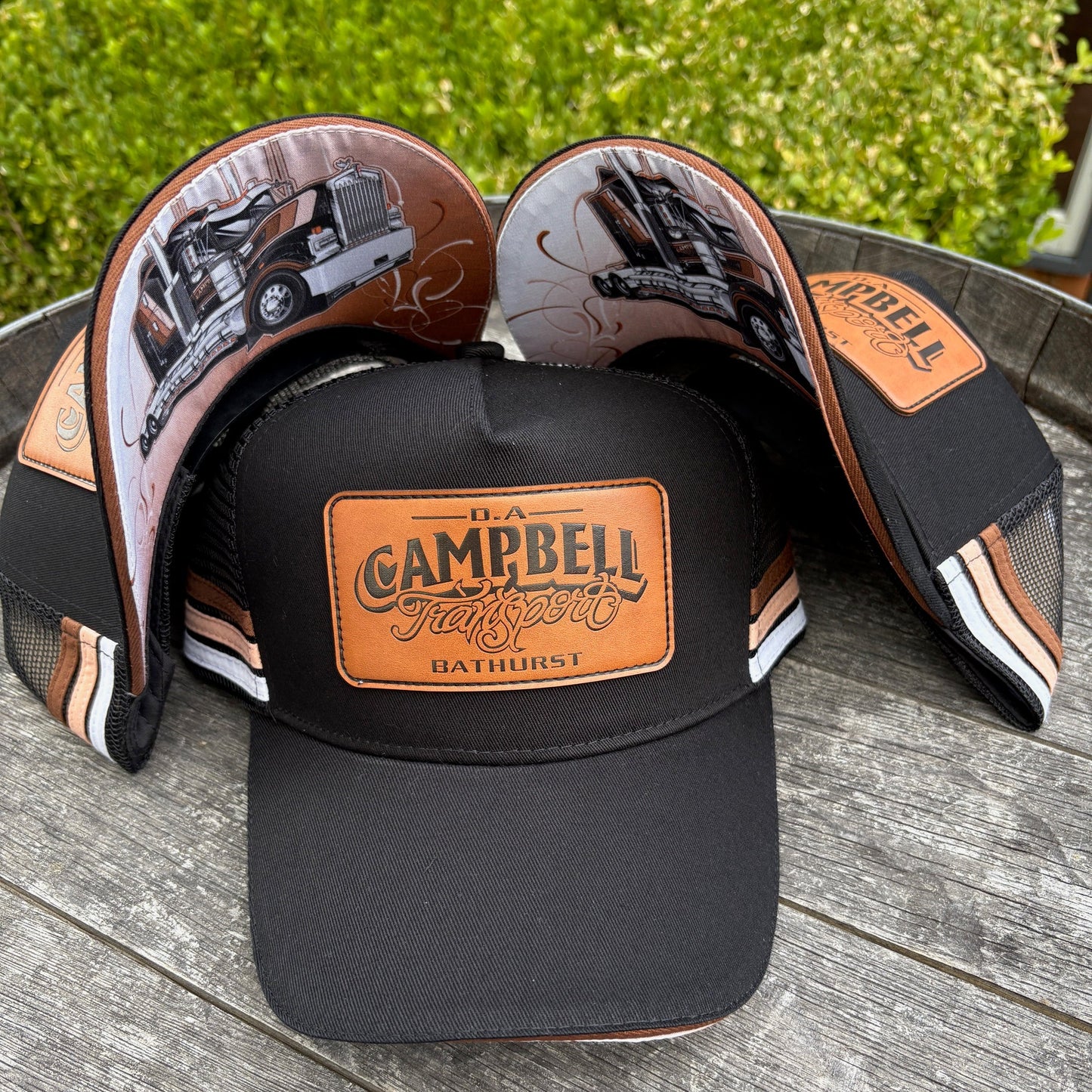 Campbell's Trucker Cap - Brown & Black with leather patch