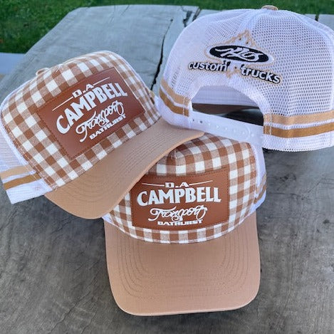 Tan Gingham Truckers Cap