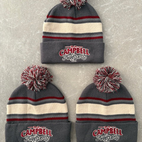 Campbell Beanie - Grey Cream Burgundy