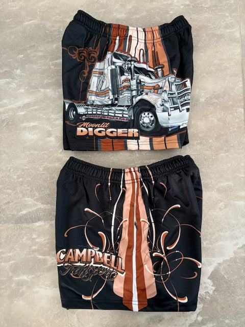 Moonlit Digger Football Shorts. Brown