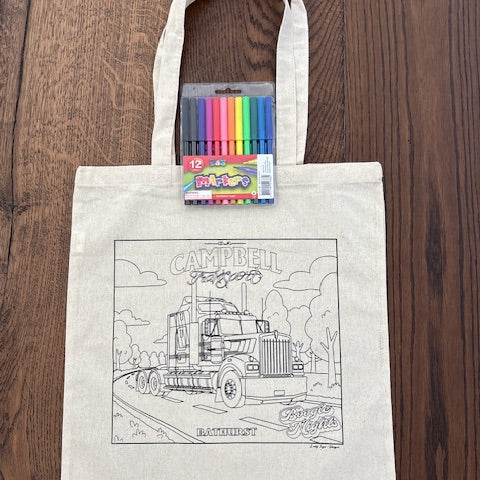 Kids Canvas Bag - Colouring in (Incl Textas)