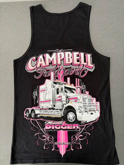 Moonlit Digger - Pink on Black Singlet