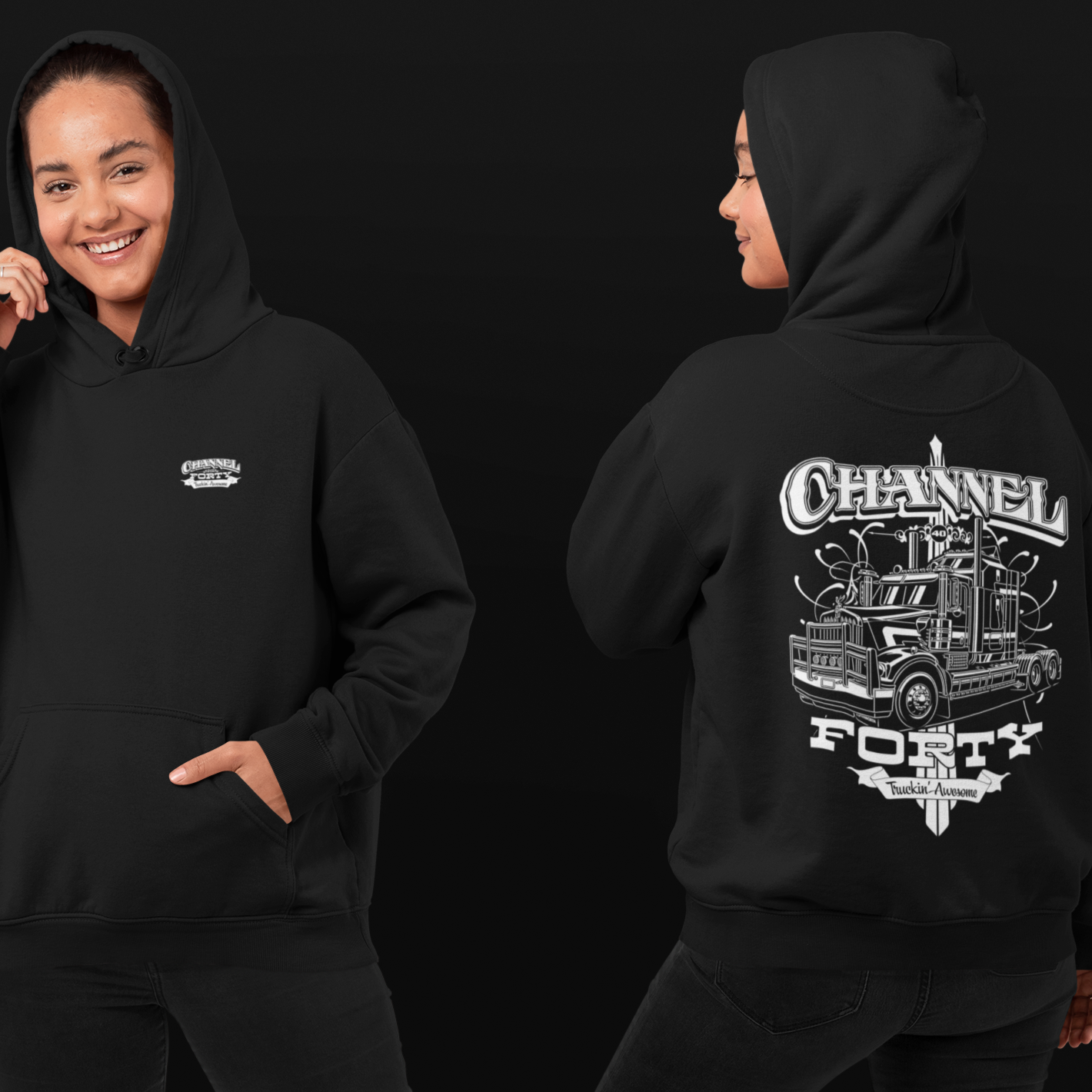 Channel 40 Black & White Hoodie